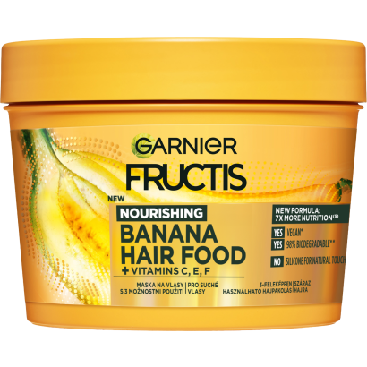 Garnier Fructis Hair Food Tápláló Banana Hajpakolás Nagyon Száraz Hajra, 400 Ml